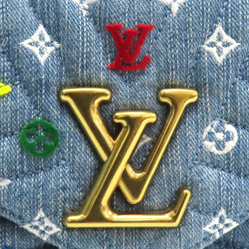 藍色 單寧布 多色原花 New Wave Chain 兩用包【LOUIS VUITTON LV 路易威登】 M53692-6