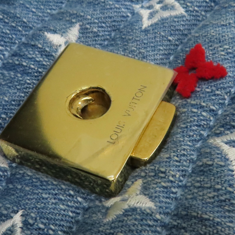 藍色 單寧布 多色原花 New Wave Chain 兩用包【LOUIS VUITTON LV 路易威登】 M53692-15