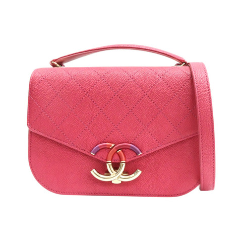 玫瑰粉 荔枝紋 牛皮 Coco Cuba Top Handle 肩背包【CHANEL 香奈兒】 A93660