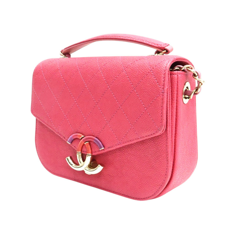 玫瑰粉 荔枝紋 牛皮 Coco Cuba Top Handle 肩背包【CHANEL 香奈兒】 A93660-2
