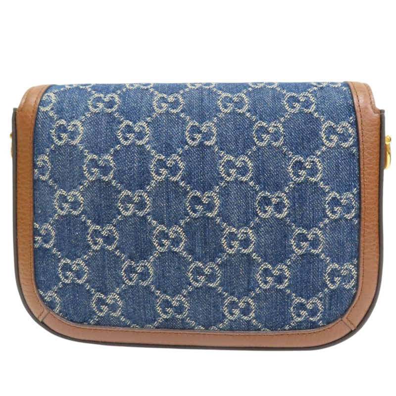 藍色 GG Denim 單寧布 Horsebit 1955 肩背包【GUCCI 古馳】 658574-1