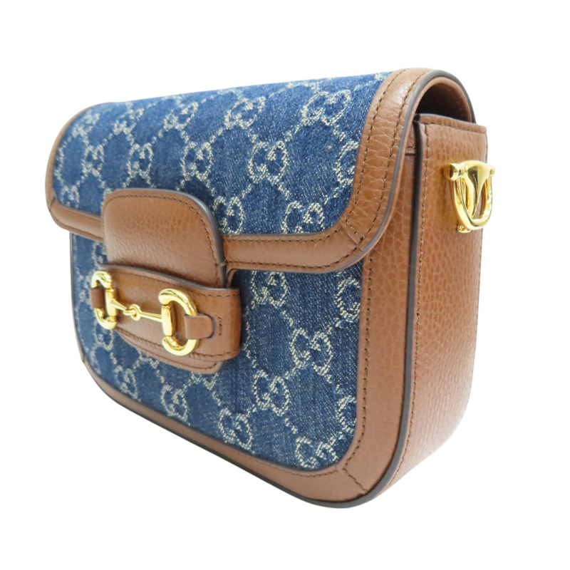 藍色 GG Denim 單寧布 Horsebit 1955 肩背包【GUCCI 古馳】 658574-2