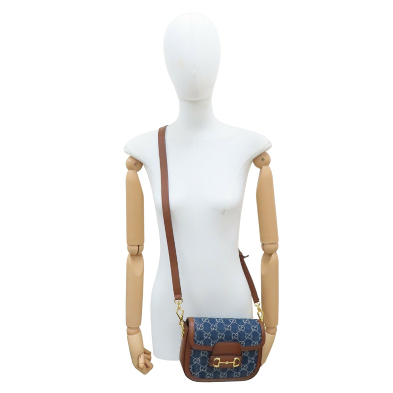 藍色 GG Denim 單寧布 Horsebit 1955 肩背包【GUCCI 古馳】 658574-9