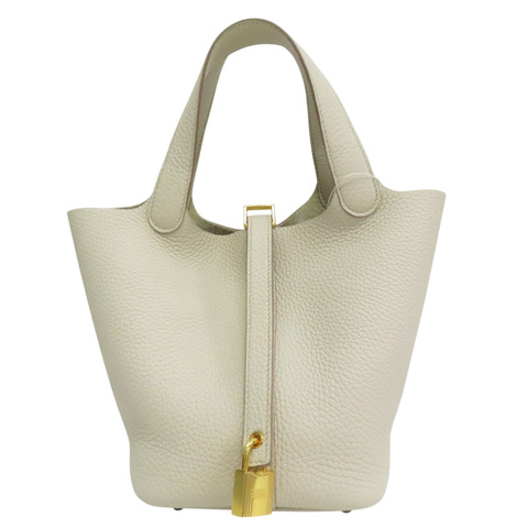 奶油白色 Clemence 牛皮 Picotin Lock 18 手提包 U刻 金釦【HERMES 愛馬仕】 H056289CC
