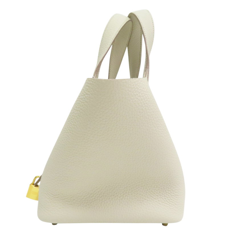 奶油白色 Clemence 牛皮 Picotin Lock 18 手提包 U刻 金釦【HERMES 愛馬仕】 H056289CC-1