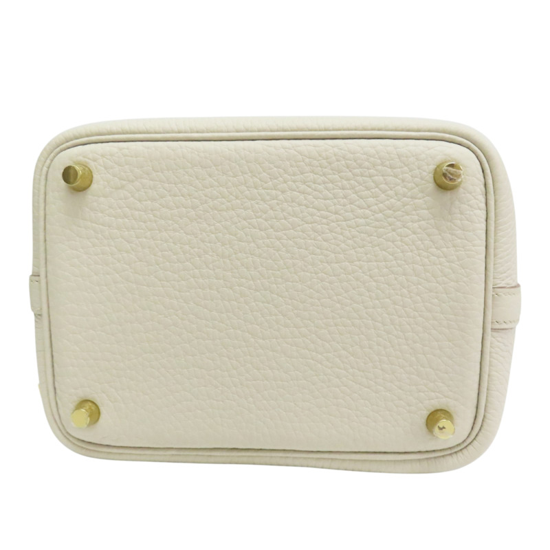 奶油白色 Clemence 牛皮 Picotin Lock 18 手提包 U刻 金釦【HERMES 愛馬仕】 H056289CC-3