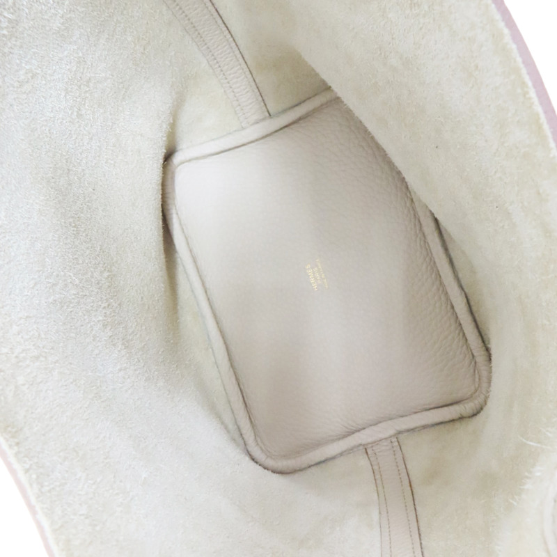 奶油白色 Clemence 牛皮 Picotin Lock 18 手提包 U刻 金釦【HERMES 愛馬仕】 H056289CC-4