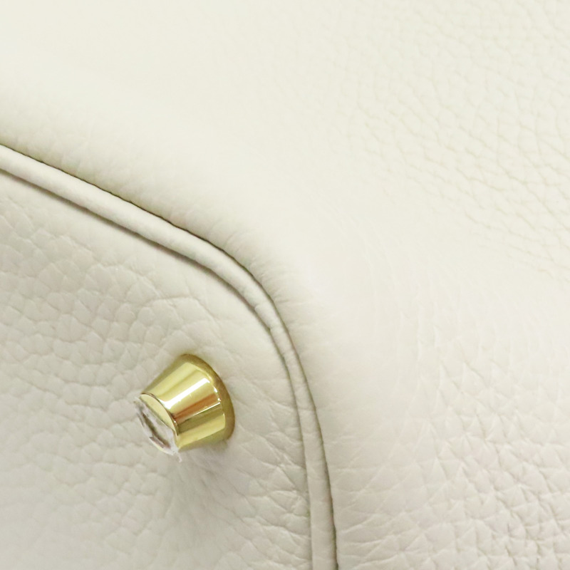 奶油白色 Clemence 牛皮 Picotin Lock 18 手提包 U刻 金釦【HERMES 愛馬仕】 H056289CC-9