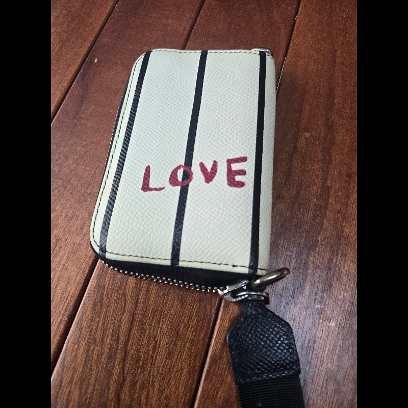 DOLCE & GABBANA掛繩錢包皇冠標誌 D&G 標誌頸帶 黑白條紋 粒面牛皮Dauphine錢包-8