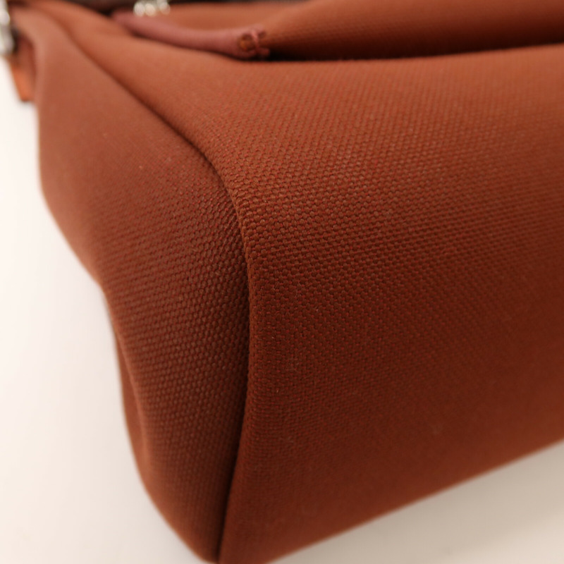 HERMES 帆布Herbag PM銀扣手挽肩背兩用袋Rouge H-12