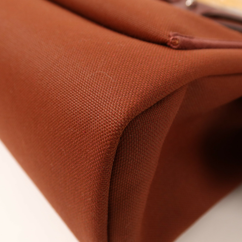 HERMES 帆布Herbag PM銀扣手挽肩背兩用袋Rouge H-13