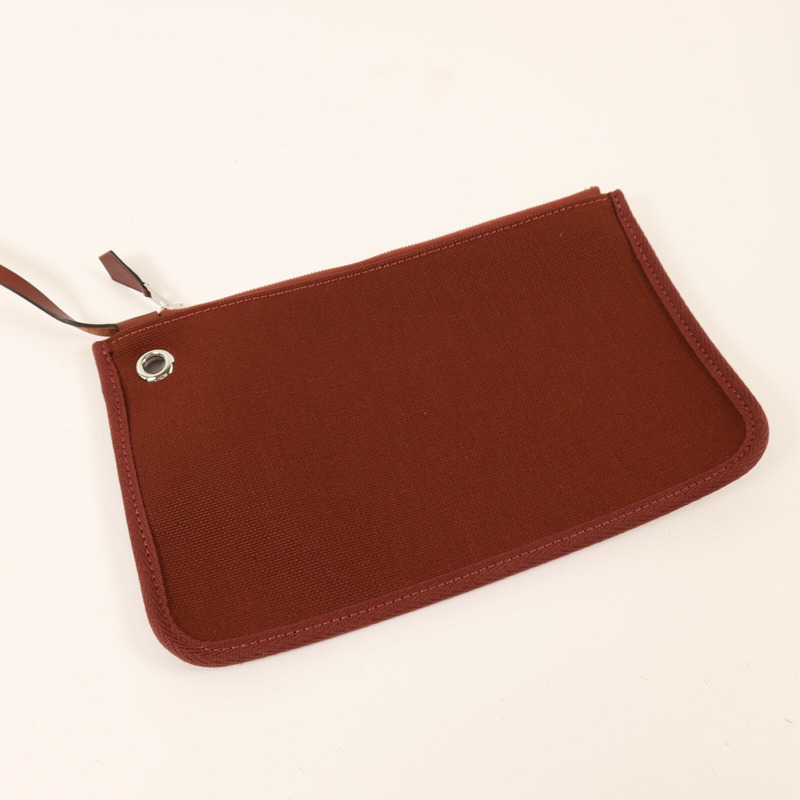 HERMES 帆布Herbag PM銀扣手挽肩背兩用袋Rouge H-14