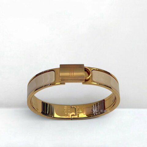 S5316-HERMES CADENAS玫瑰金鎖頭米色手環