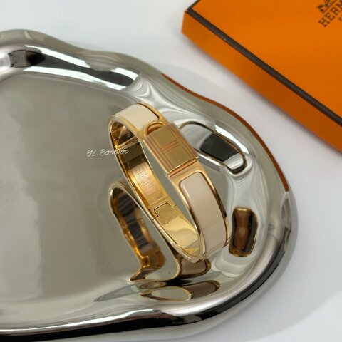 S5316-HERMES CADENAS玫瑰金鎖頭米色手環