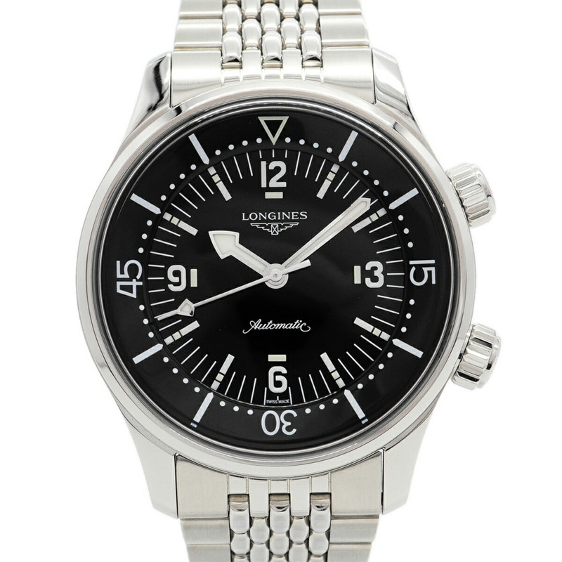 浪琴表傳奇潛水員系列 L3.764.4.50.6 黑色錶盤男士腕錶-0