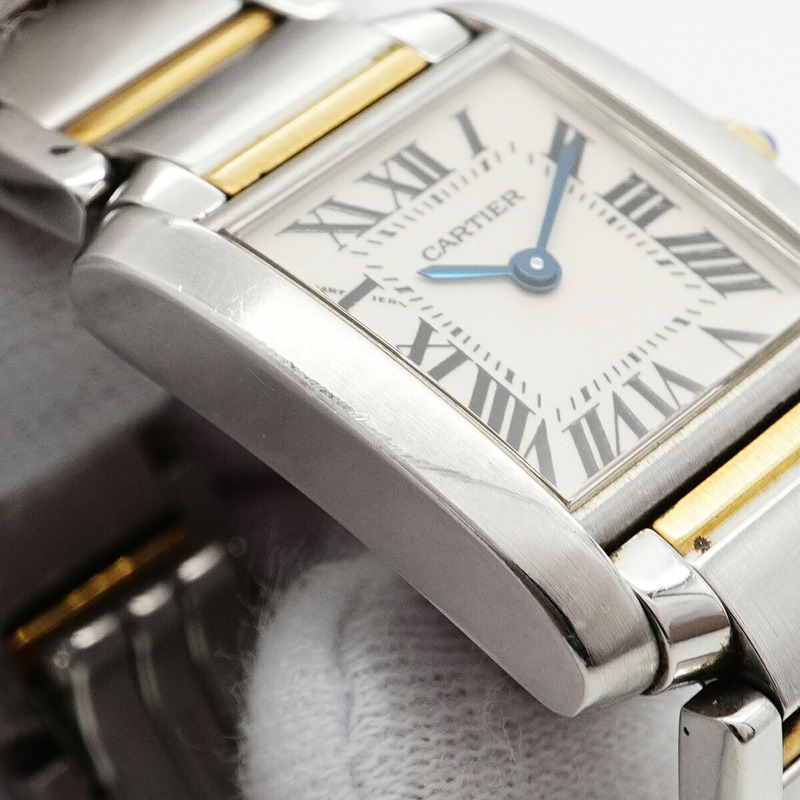 卡地亞 Tank Française SM 雙色腕錶 W51007Q4 白色錶盤 女士款-6