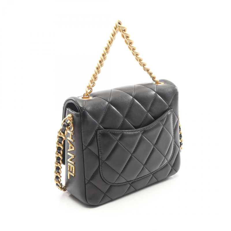 香奈兒 (CHANEL) 絎縫鏈條單背包 AS2734 羊皮 黑色 二手 金色五金 CC-1