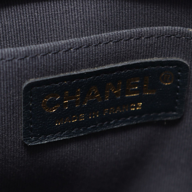 香奈兒 19 dix-neuf 絎縫鏈條肩背包 羊皮 海軍藍 二手 金色五金-3