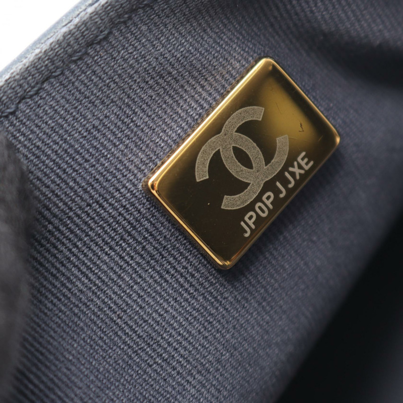 香奈兒 19 dix-neuf 絎縫鏈條肩背包 羊皮 海軍藍 二手 金色五金-4