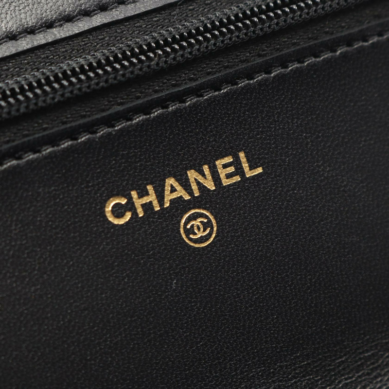 香奈兒 (CHANEL) 絎縫鏈條單肩包,羊皮材質,黑色,二手,女士款,金色五金-3