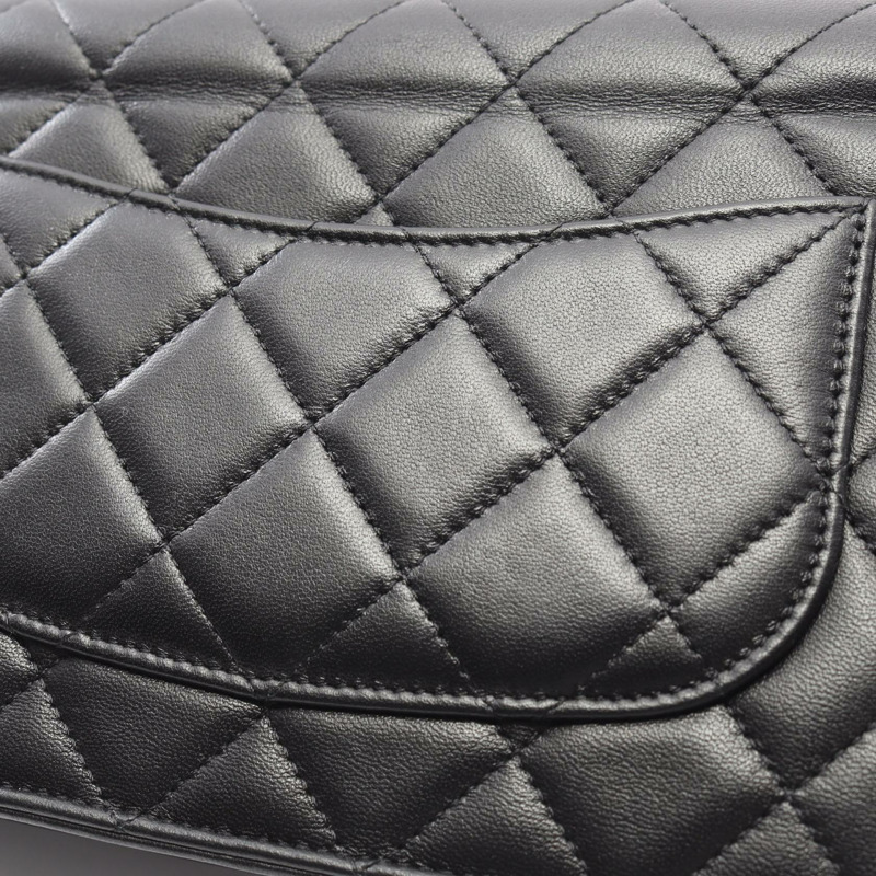 香奈兒 (CHANEL) 絎縫鏈條單肩包,羊皮材質,黑色,二手,女士款,金色五金-7