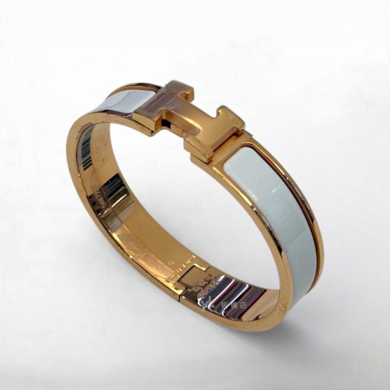 S5323-Hermes Clic白色玫瑰金釦H手環PM-2