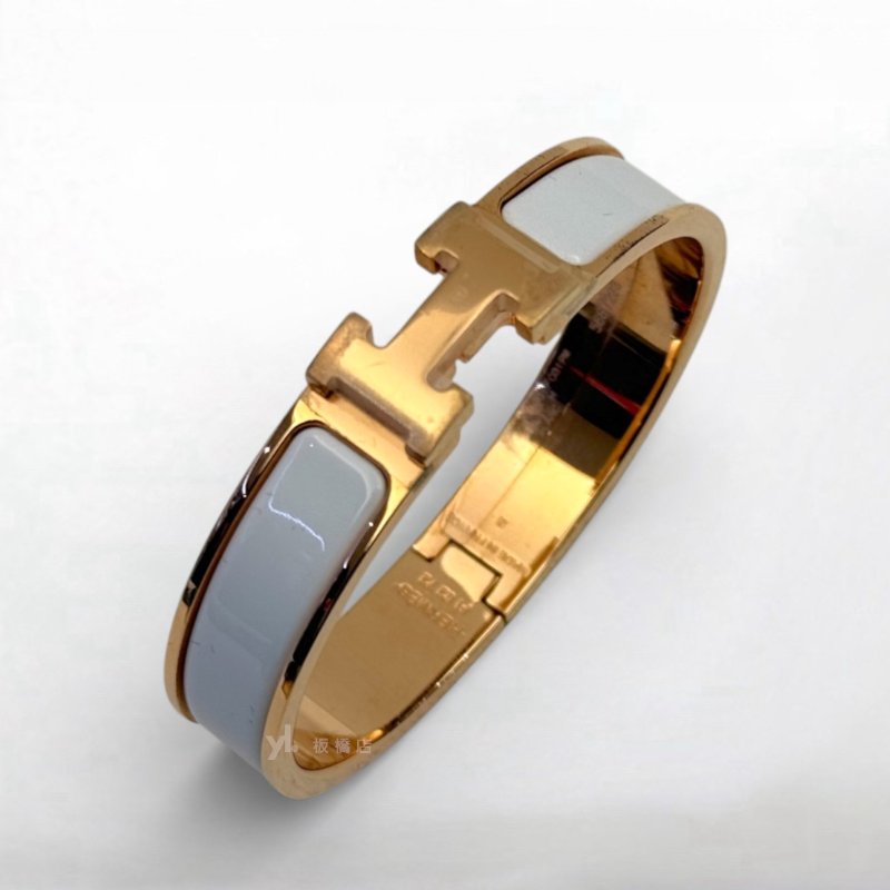S5323-Hermes Clic白色玫瑰金釦H手環PM-3