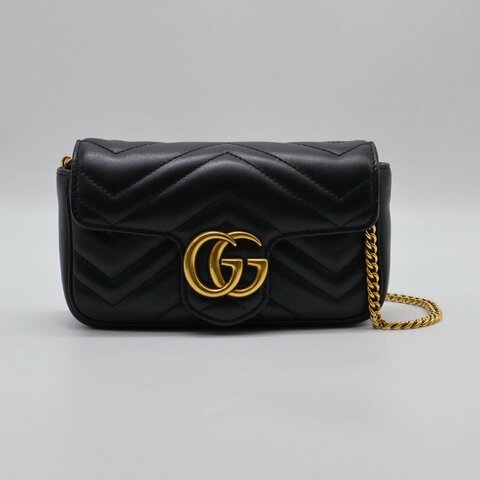 GUCCI Marmont Matelasse斜背包 - 16超迷你黑金