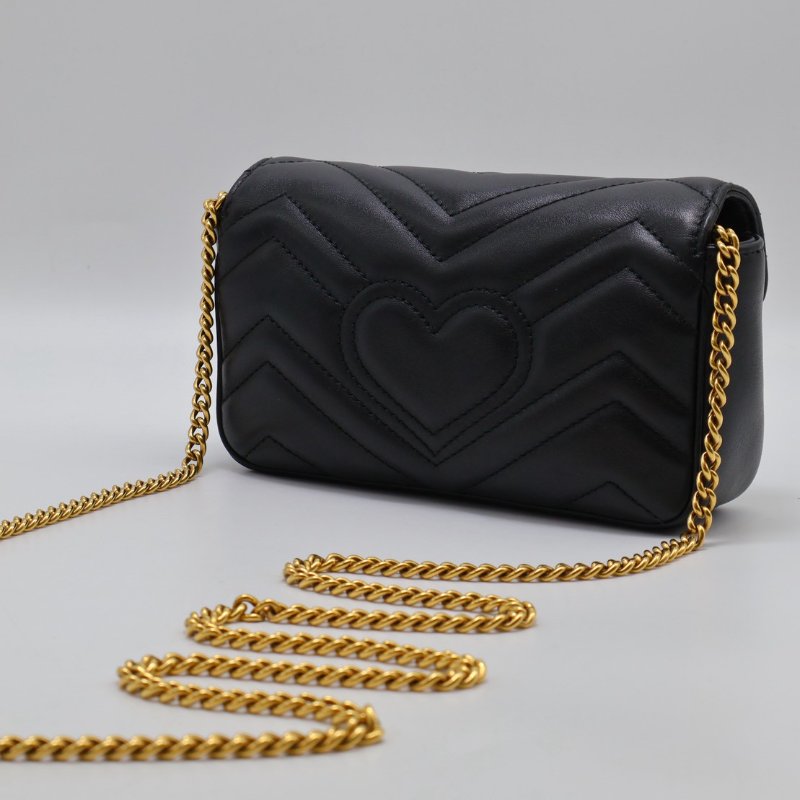 GUCCI Marmont Matelasse斜背包 - 16超迷你黑金-4