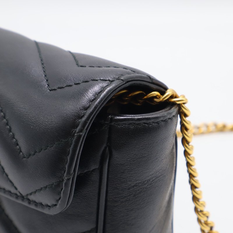 GUCCI Marmont Matelasse斜背包 - 16超迷你黑金-7