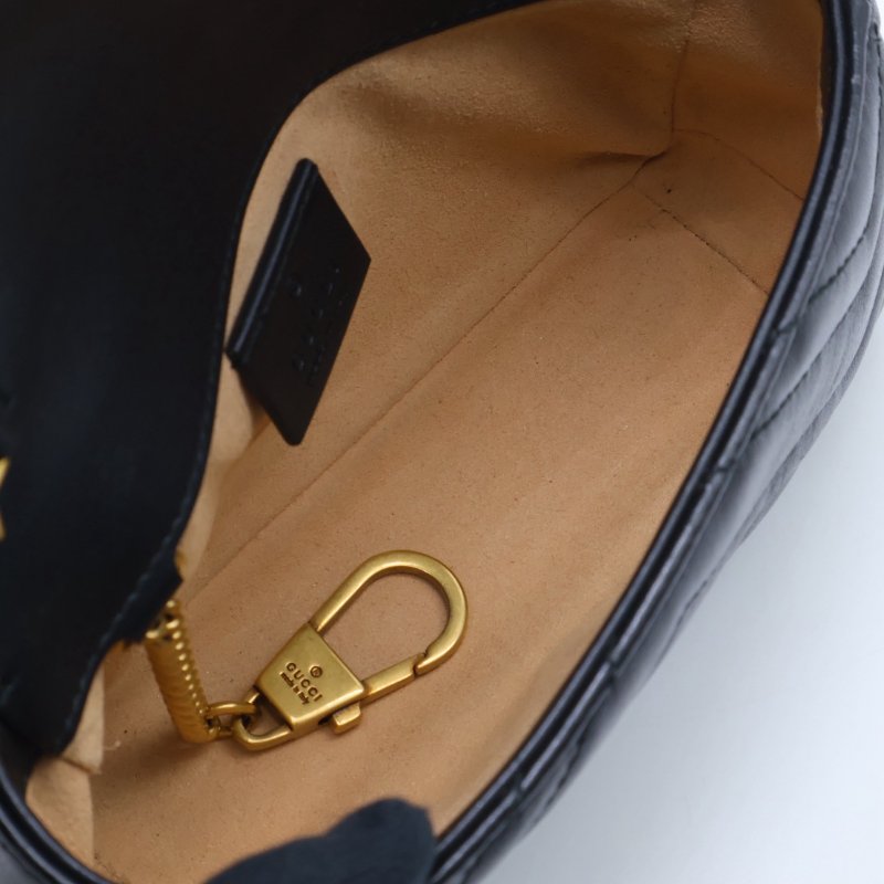 GUCCI Marmont Matelasse斜背包 - 16超迷你黑金-8
