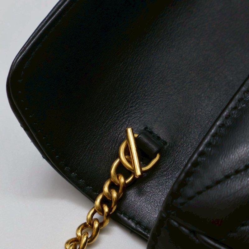 GUCCI Marmont Matelasse斜背包 - 16超迷你黑金-12
