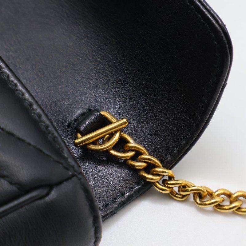 GUCCI Marmont Matelasse斜背包 - 16超迷你黑金-13