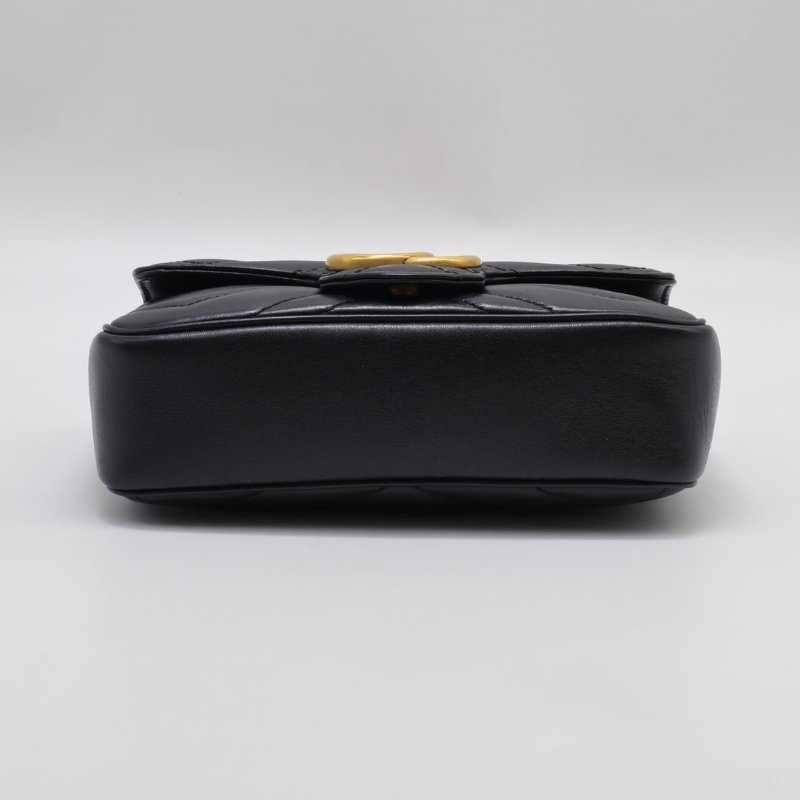 GUCCI Marmont Matelasse斜背包 - 16超迷你黑金-19