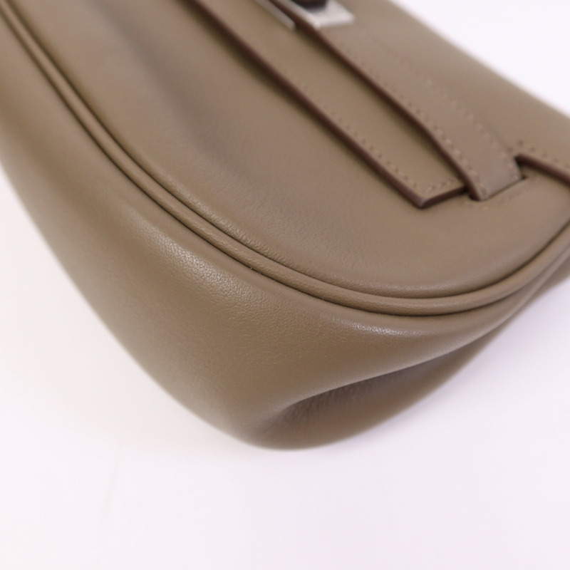 HERMES Swift皮革Kelly Moove銀扣肩背袋Etoupe-4