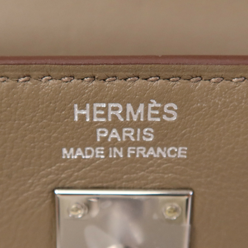 HERMES Swift皮革Kelly Moove銀扣肩背袋Etoupe-12