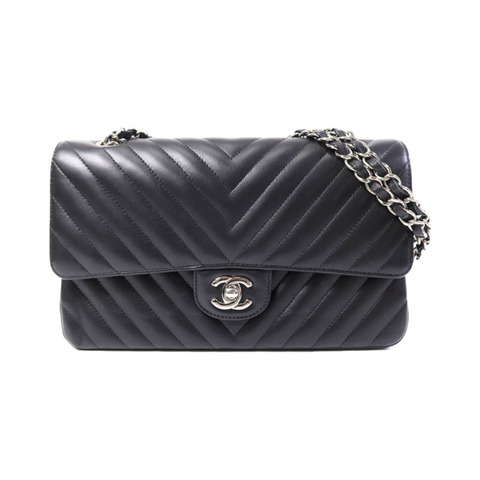 CHANEL 羊皮皮革Classic Flap銀扣鏈帶肩背袋