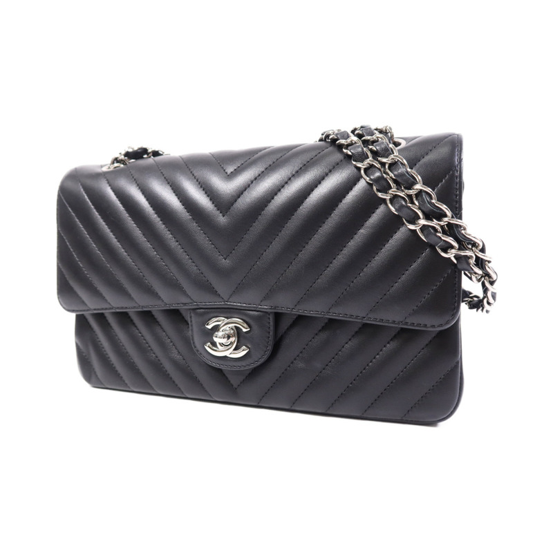 CHANEL 羊皮皮革Classic Flap銀扣鏈帶肩背袋-2