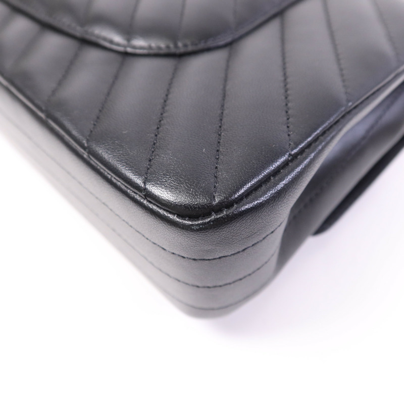 CHANEL 羊皮皮革Classic Flap銀扣鏈帶肩背袋-6