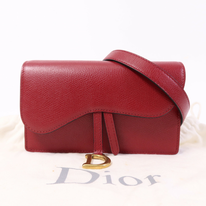 Dior 牛皮皮革Saddle Pouch Belt Bag金扣腰包-14