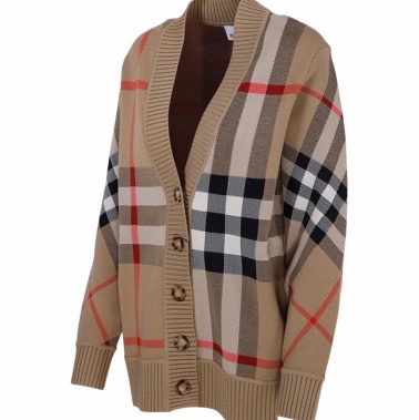 Burberry 女士 格紋羊毛混紡開衫XXXS XXS XS S M L XL碼-3