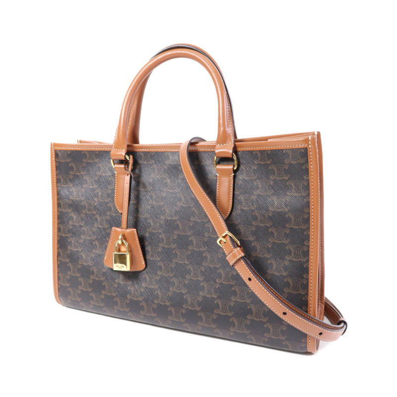 CELINE 塗層帆布Mini horizontal Cabas金扣手挽肩背兩用袋-2