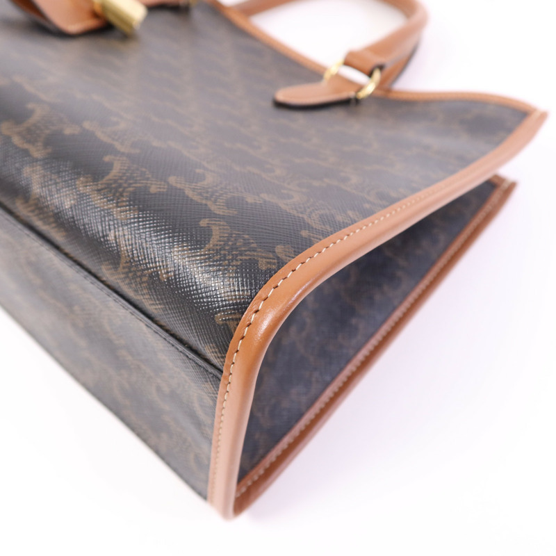 CELINE 塗層帆布Mini horizontal Cabas金扣手挽肩背兩用袋-4