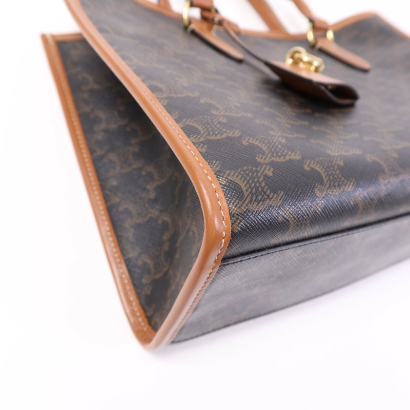 CELINE 塗層帆布Mini horizontal Cabas金扣手挽肩背兩用袋-5