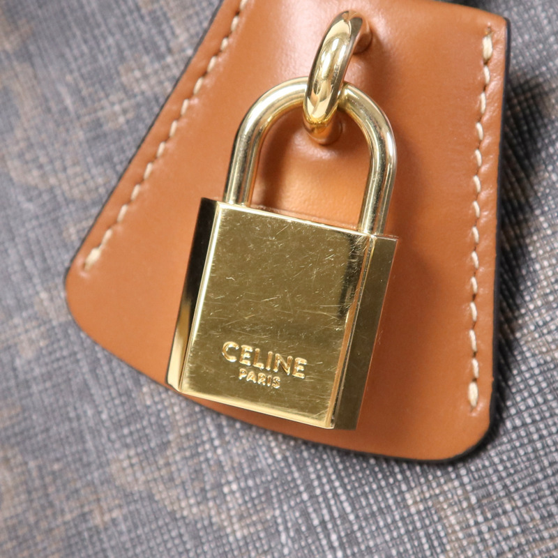 CELINE 塗層帆布Mini horizontal Cabas金扣手挽肩背兩用袋-9