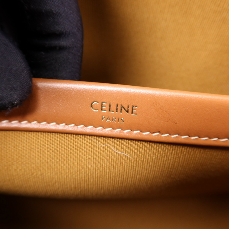 CELINE 塗層帆布Mini horizontal Cabas金扣手挽肩背兩用袋-11
