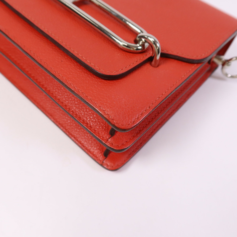HERMES Evercolour皮革Roulis Mini銀扣肩背袋Rouge Tomate-4