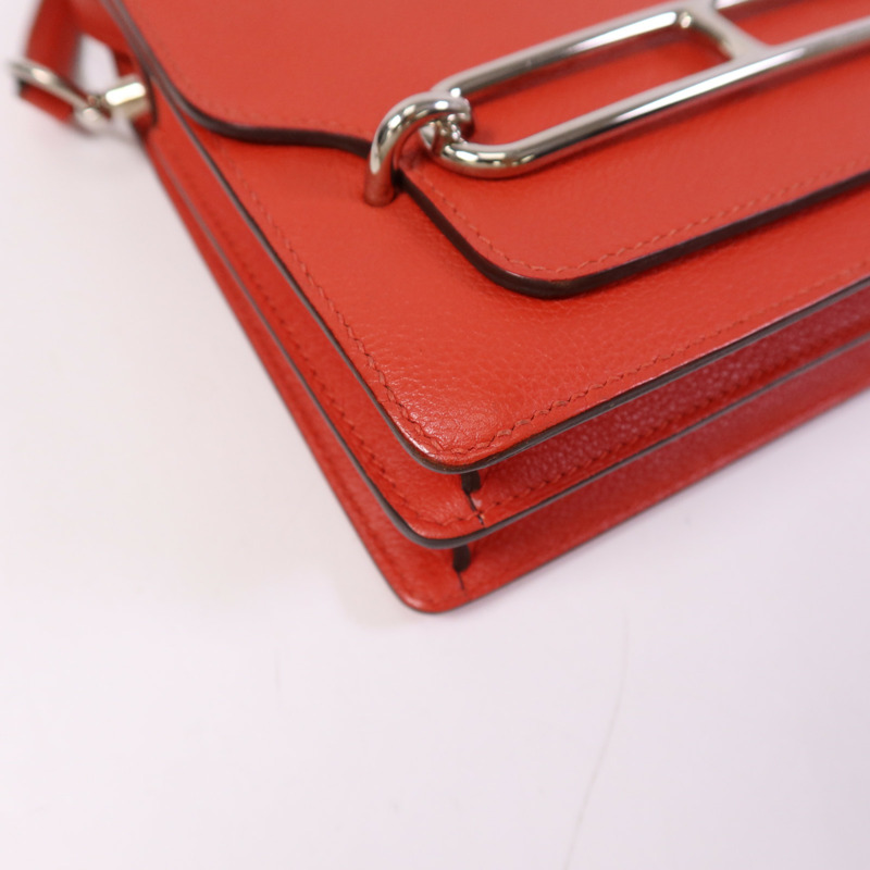 HERMES Evercolour皮革Roulis Mini銀扣肩背袋Rouge Tomate-5