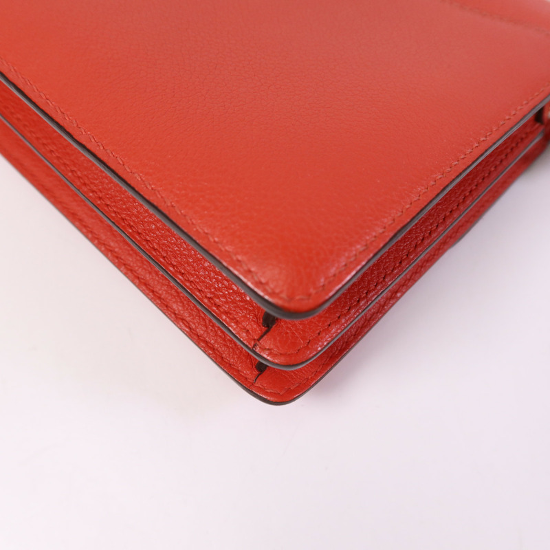 HERMES Evercolour皮革Roulis Mini銀扣肩背袋Rouge Tomate-6