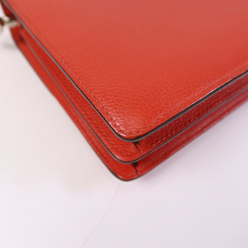 HERMES Evercolour皮革Roulis Mini銀扣肩背袋Rouge Tomate-7
